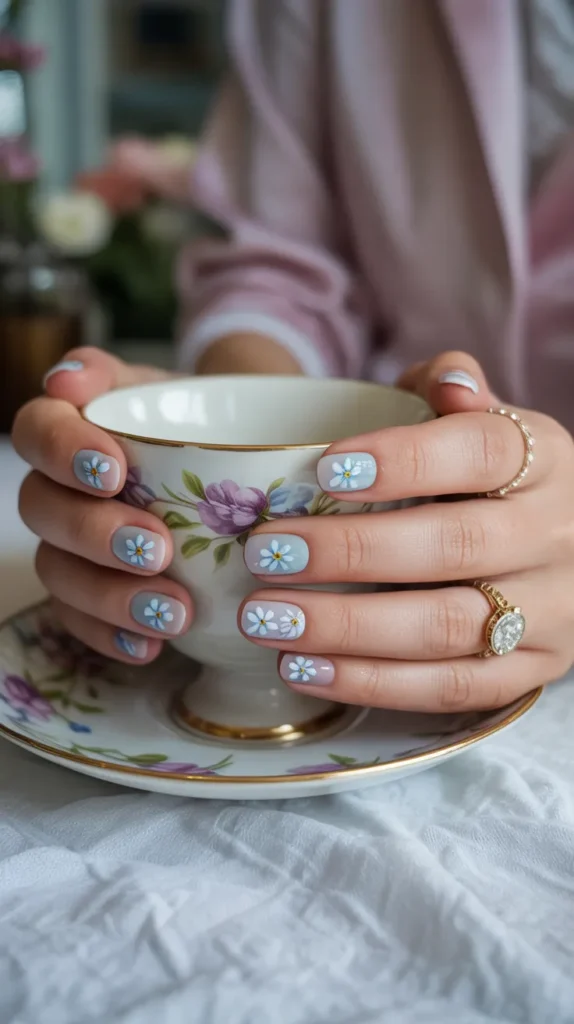 Blue Flower Nail Designs