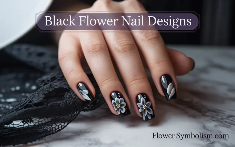 Black Flower Nail Designs