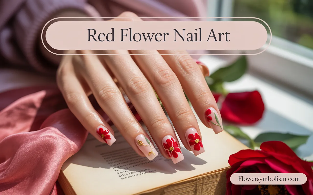 Red Flower Nail Art