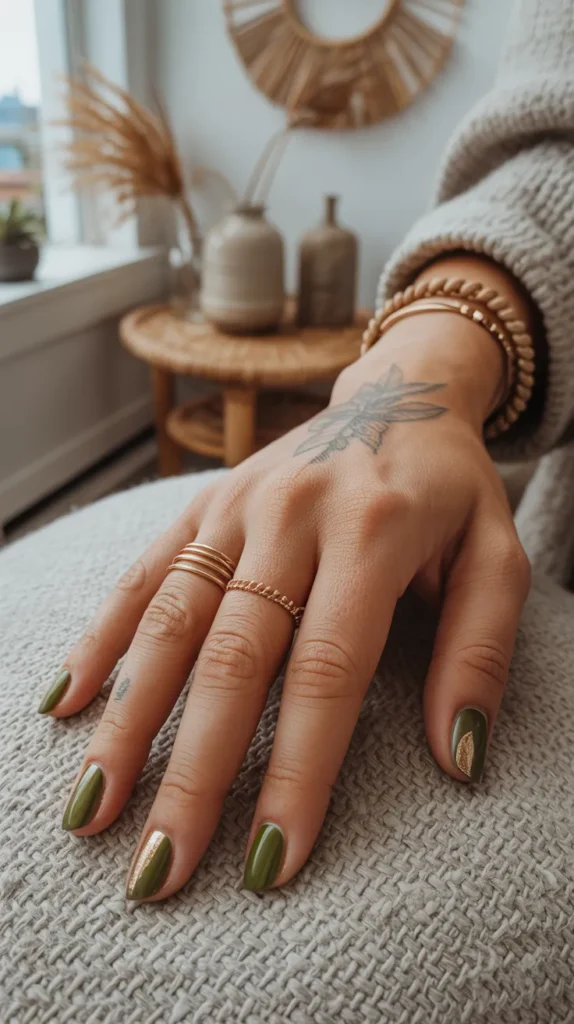 Elegant-Olive-Green-Nails-Ideas-11