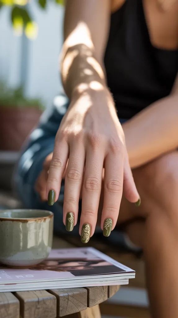 Elegant-Olive-Green-Nails-Ideas- 12