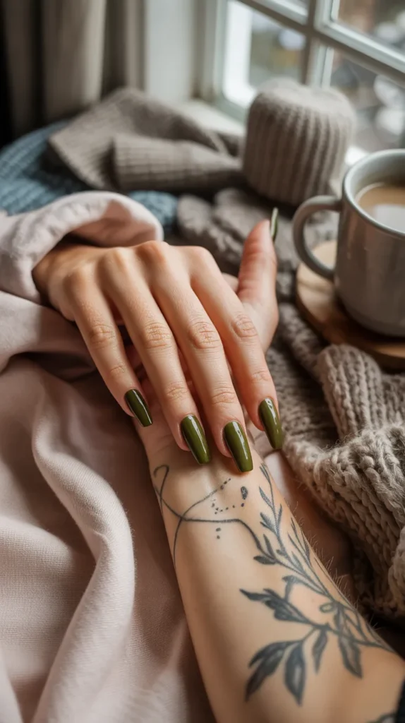 Elegant-Olive-Green-Nails-Ideas-15