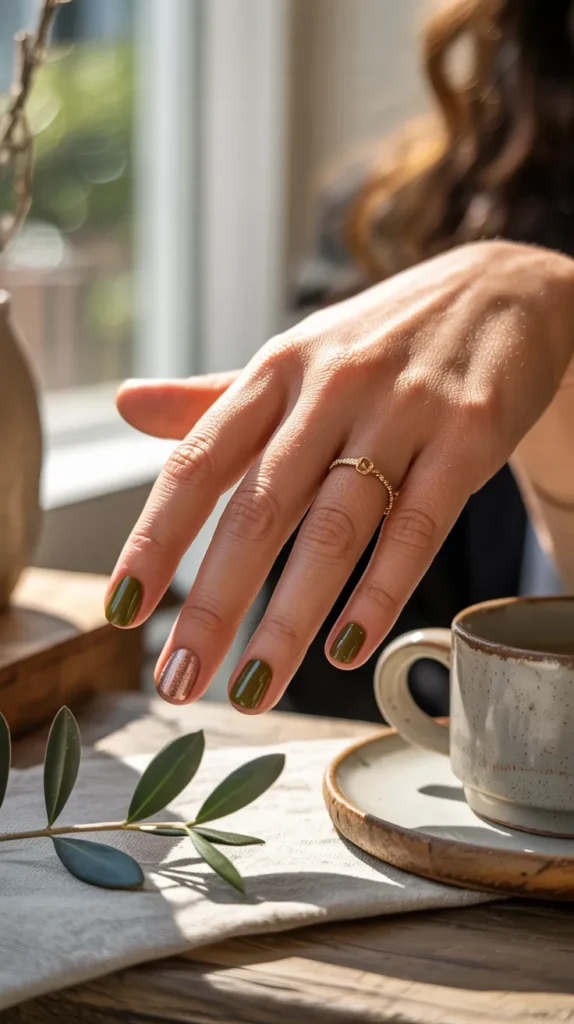 Elegant-Olive-Green-Nails-Ideas-16