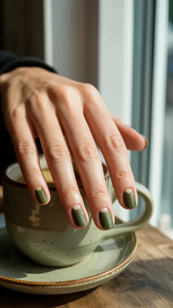 Elegant-Olive-Green-Nails-Ideas-17