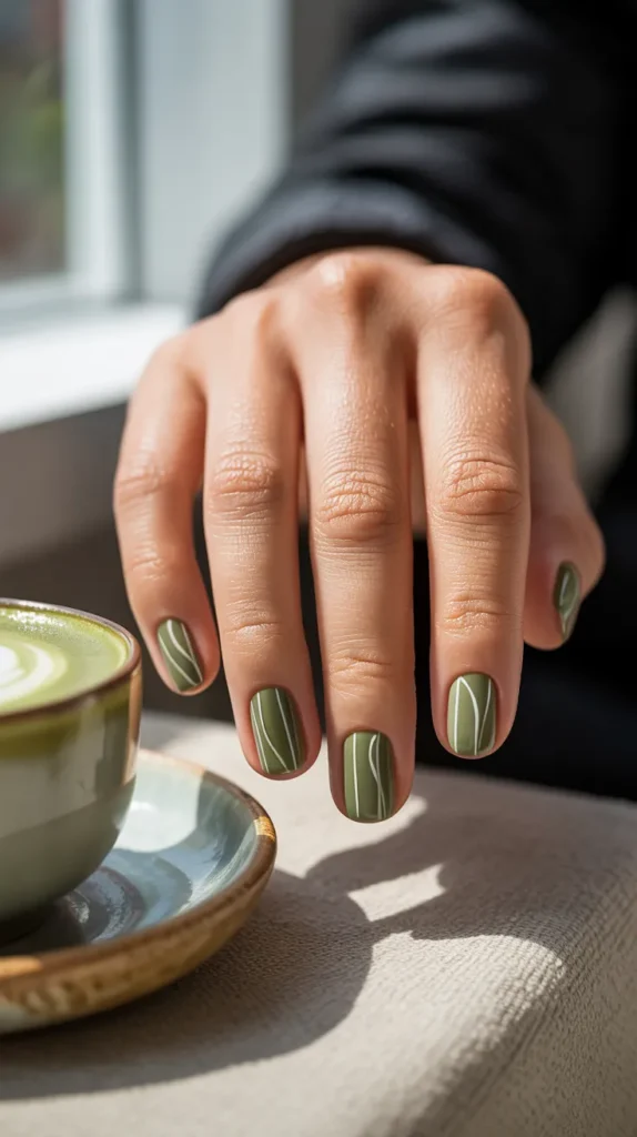 Elegant-Olive-Green-Nails-Ideas-20