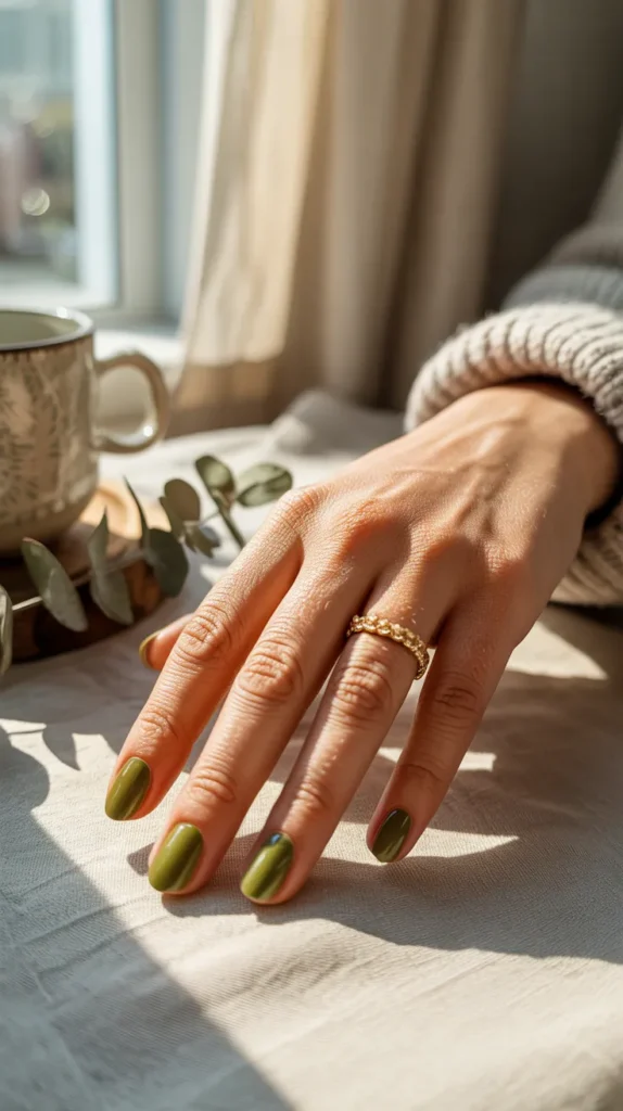 Elegant-Olive-Green-Nails-Ideas-24