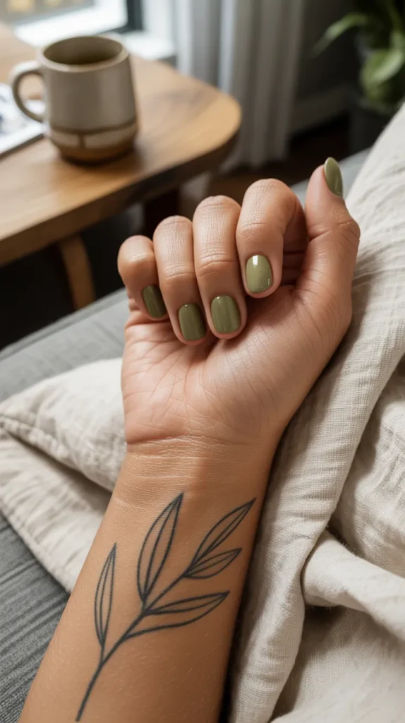 Elegant-Olive-Green-Nails-Ideas-25