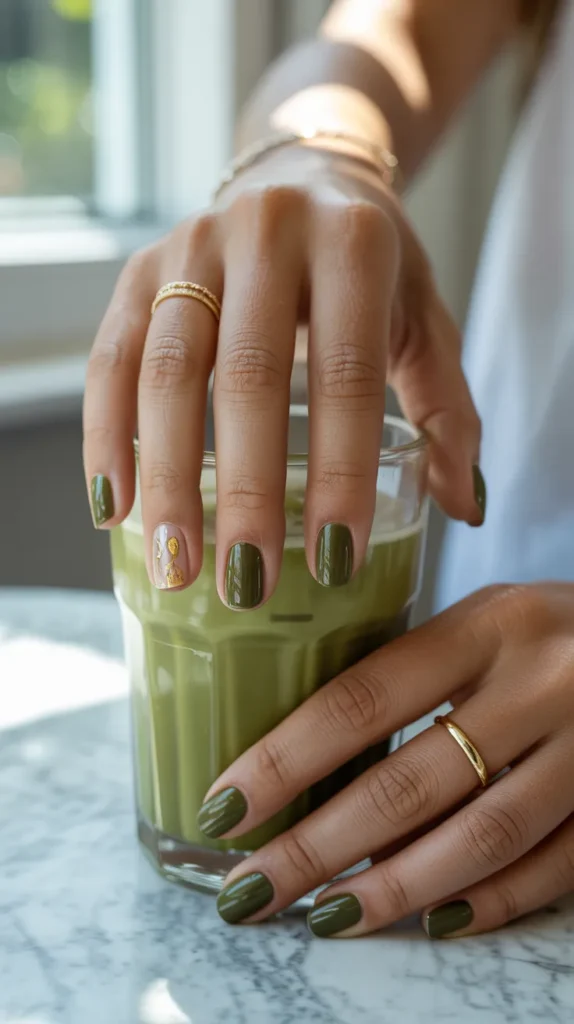 Elegant-Olive-Green-Nails-Ideas-27