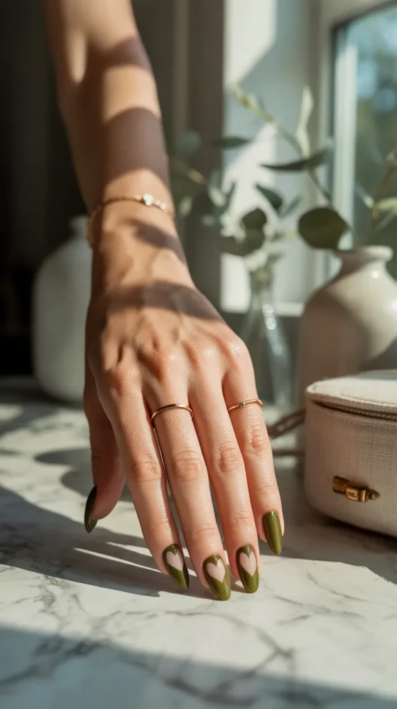 Elegant-Olive-Green-Nails-Ideas- 8