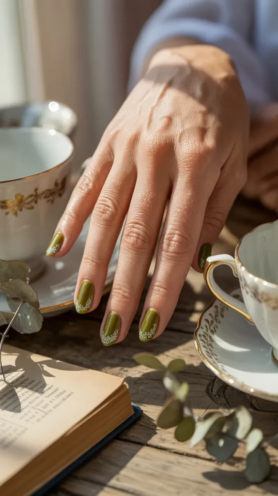 Elegant-Olive-Green-Nails-Ideas- 9