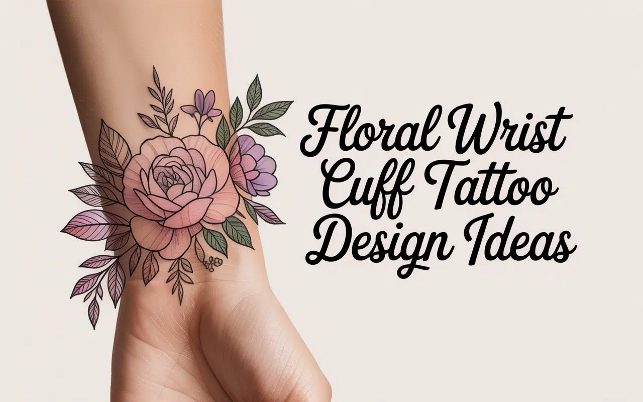 Floral Wrist Cuff Tattoo Design Ideas
