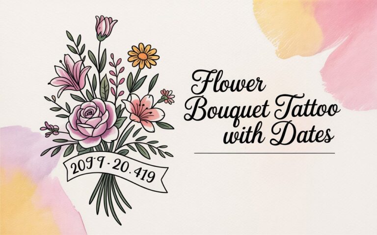 Flower Bouquet Tattoo Designs with Dates