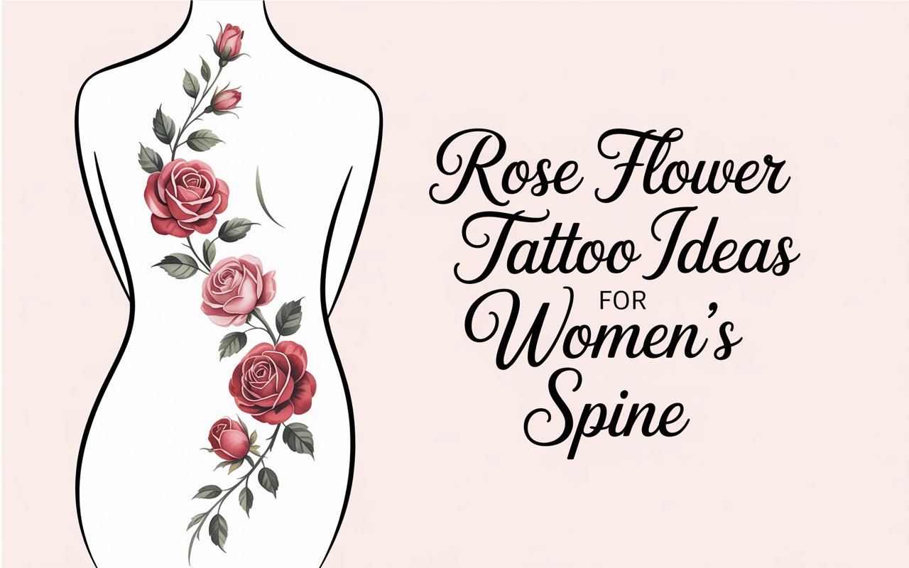 Rose Flower Tattoo Ideas for Women's Spine