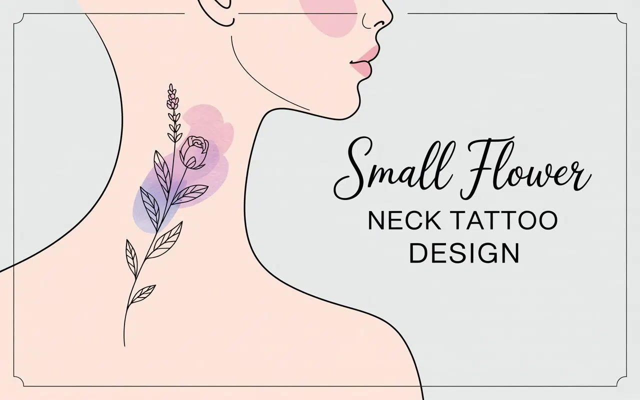 Small Flower Neck Tattoo Design