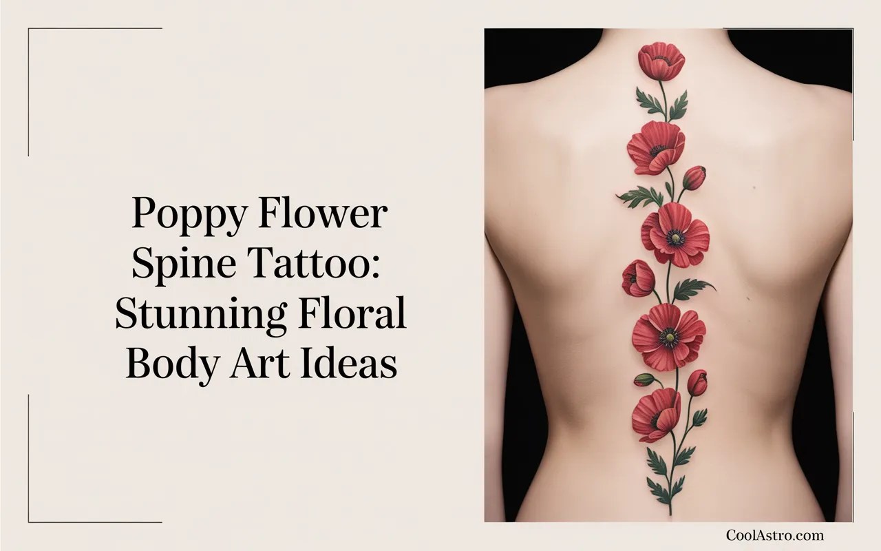 Poppy Flower Spine Tattoo