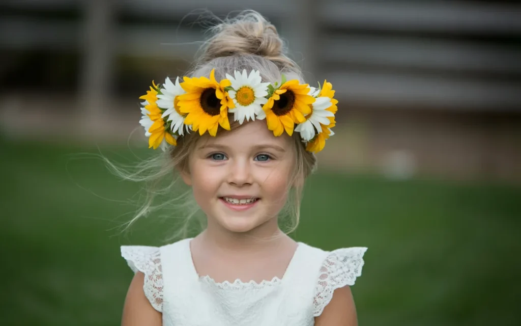 Flower Girl Hairstyles With Flower Crown