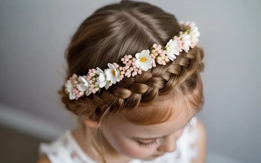 Flower Girl Hairstyles With Flower Crown