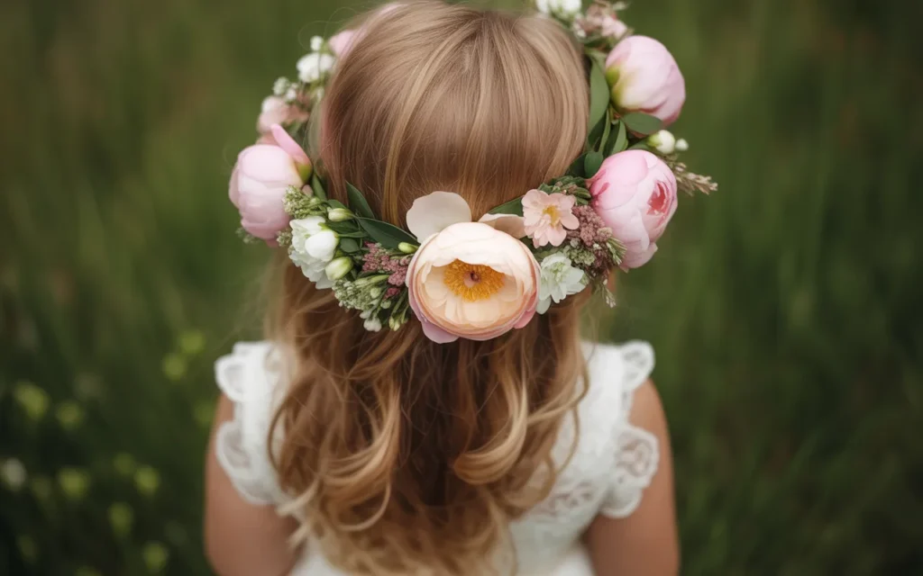 Flower Girl Hairstyles With Flower Crown