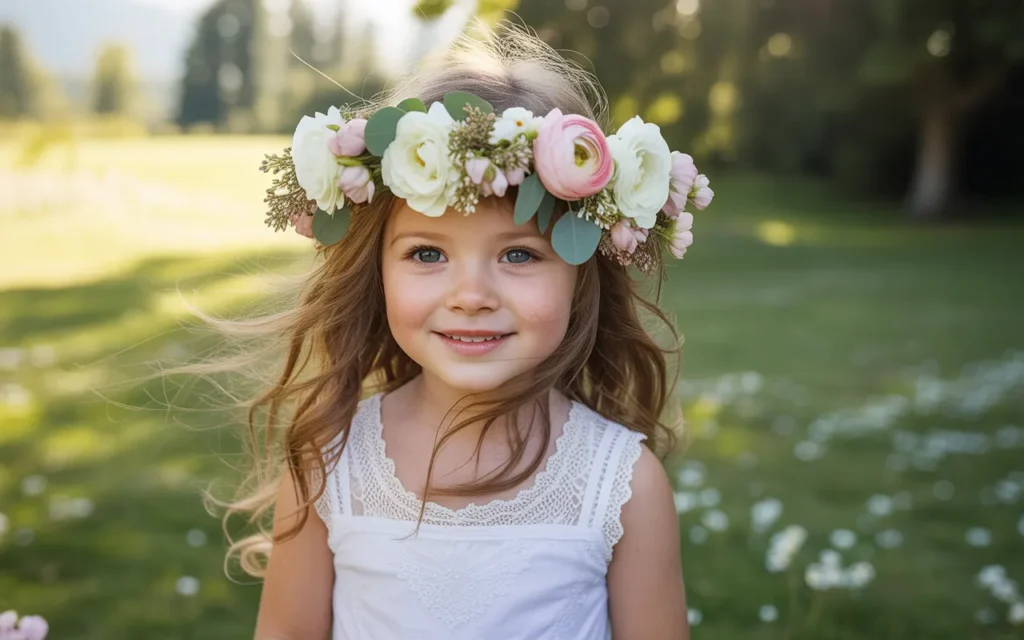 Flower Girl Hairstyles With Flower Crown