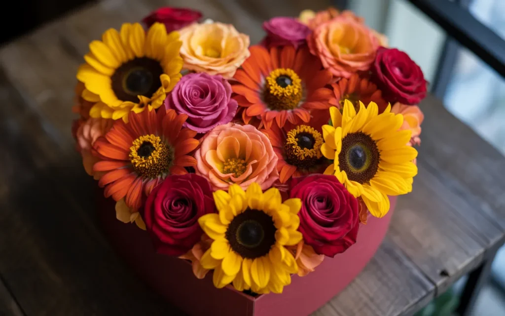 Heart Box Flower Arrangement