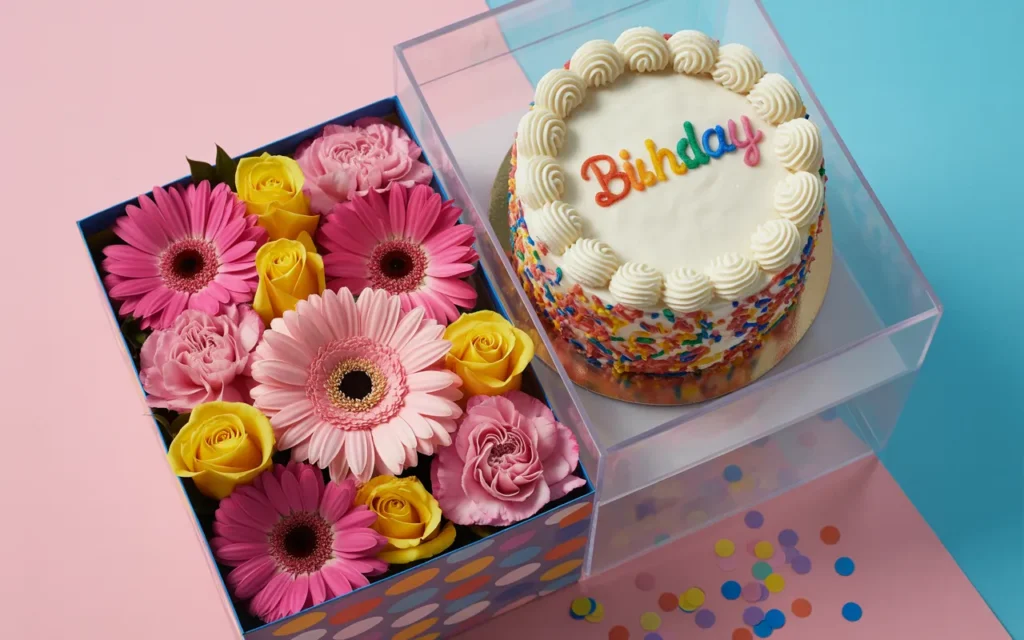 Cake And Flower Box Gift