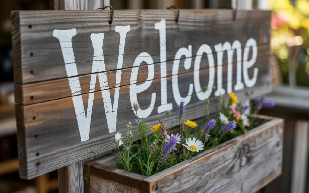 Flower Box Welcome Sign