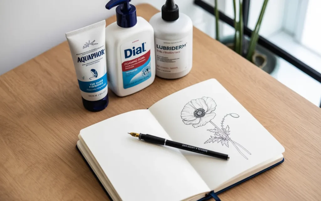 Fine Line Poppy Flower Tattoo