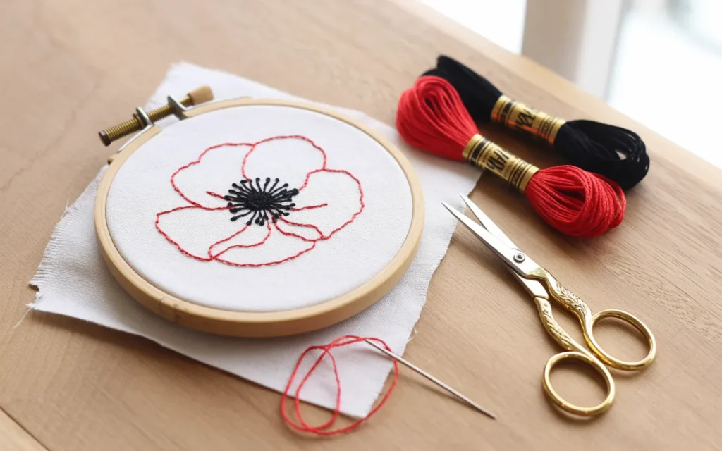 Poppy Flower Embroidery