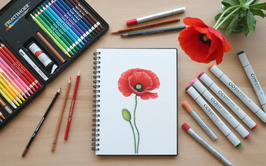 Red Poppy Flower Drawing