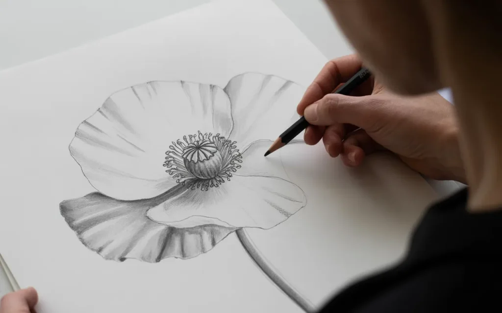 Poppy Flower Drawing