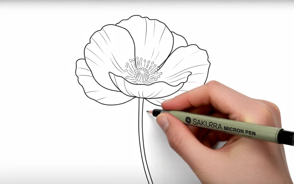 Poppy Flower Drawing Simple