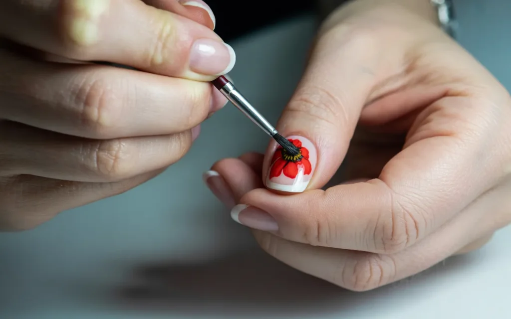 Poppy Flower Nails