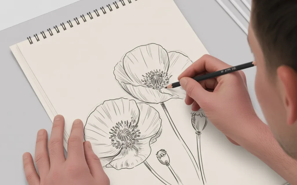 Poppy Flower Sketch