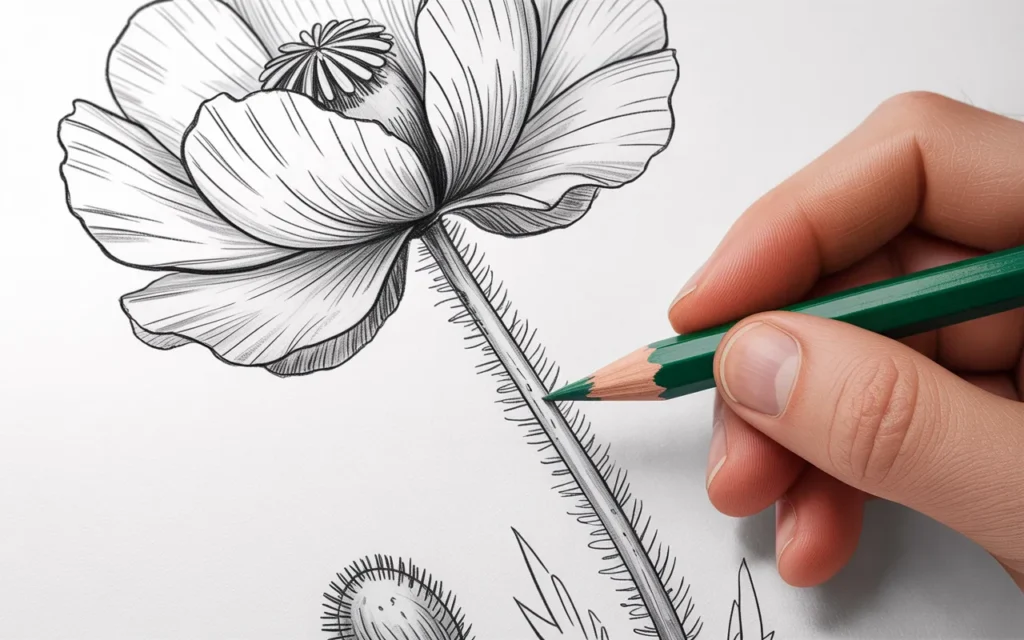 Poppy Flower Drawing