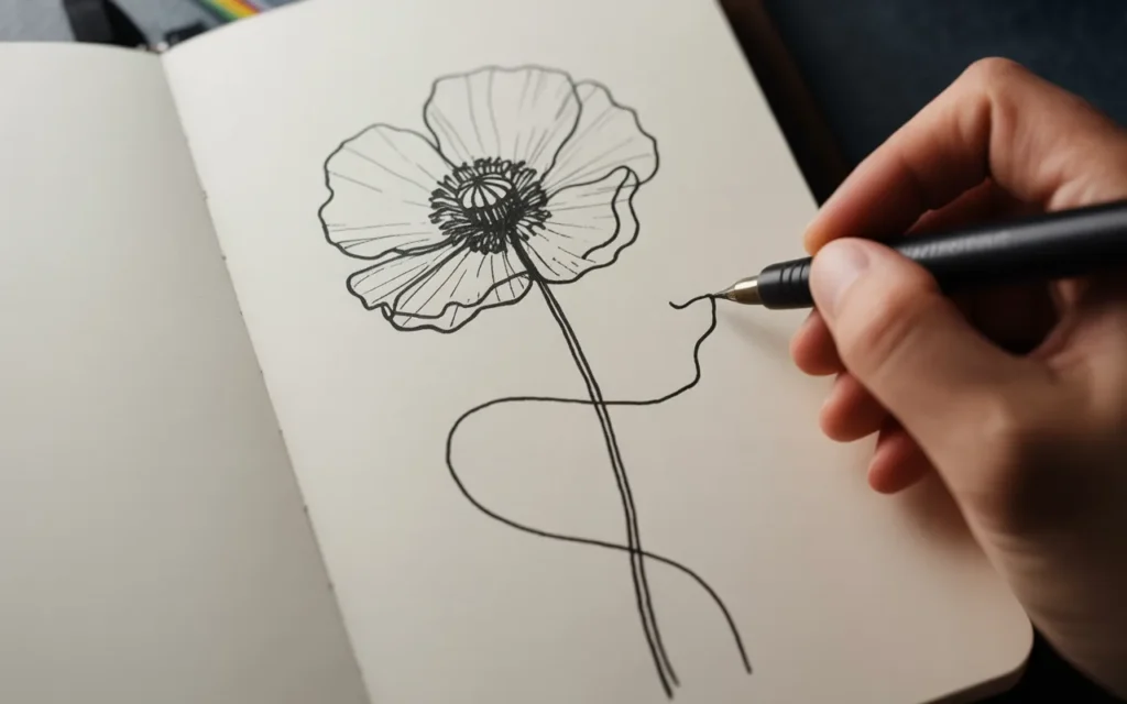 Poppy Flower Drawing Simple