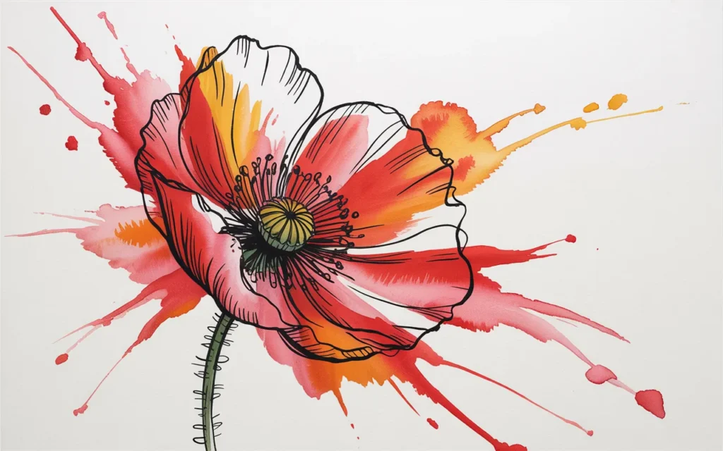 Poppy Flower Watercolor