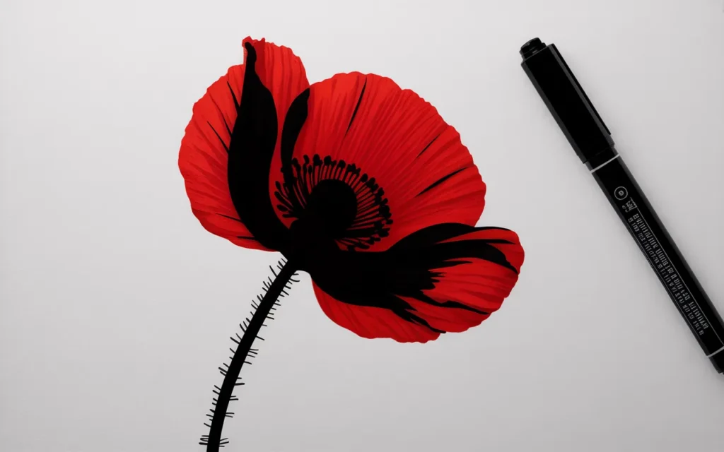 Poppy Flower Drawing Simple