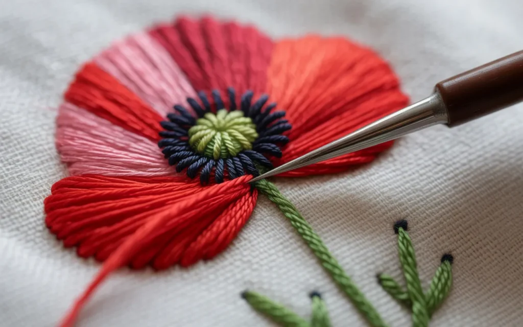Poppy Flower Embroidery
