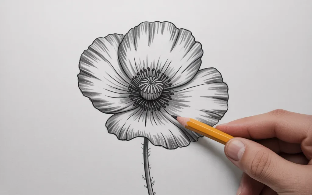 Poppy Flower Drawing Simple