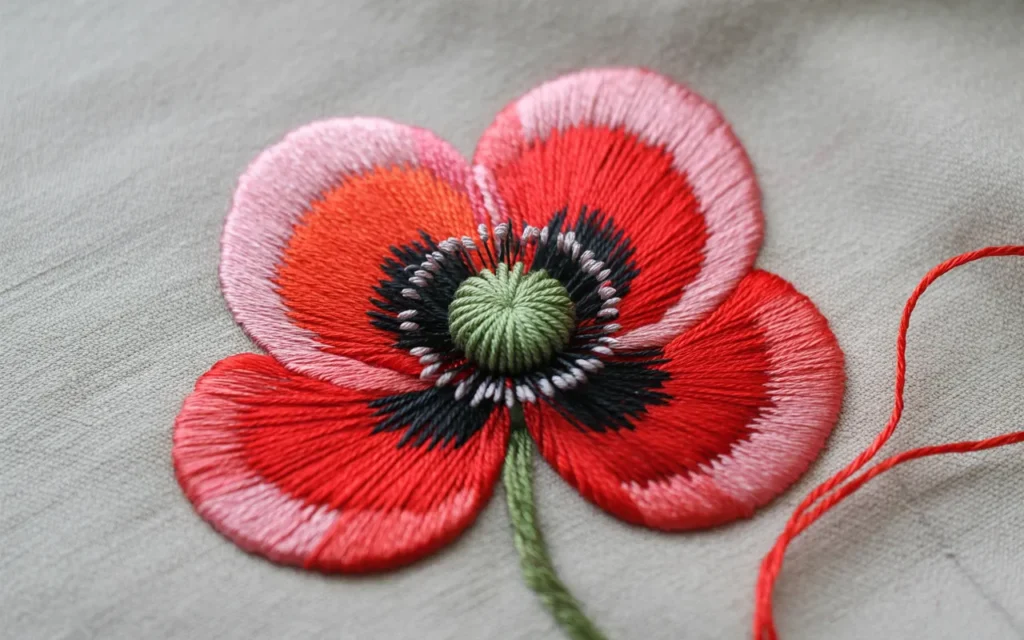 Poppy Flower Embroidery