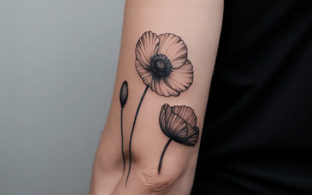 Poppy-Flower-Tattoo-BW