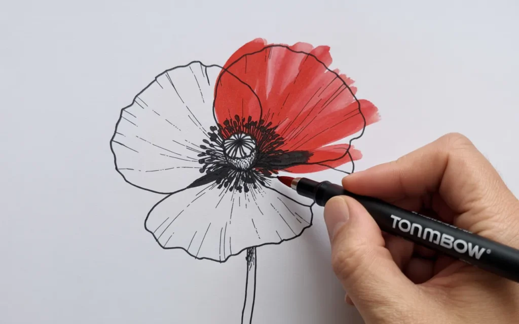 Poppy Flower Drawing Simple