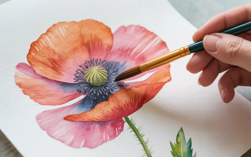 Poppy Flower Watercolor