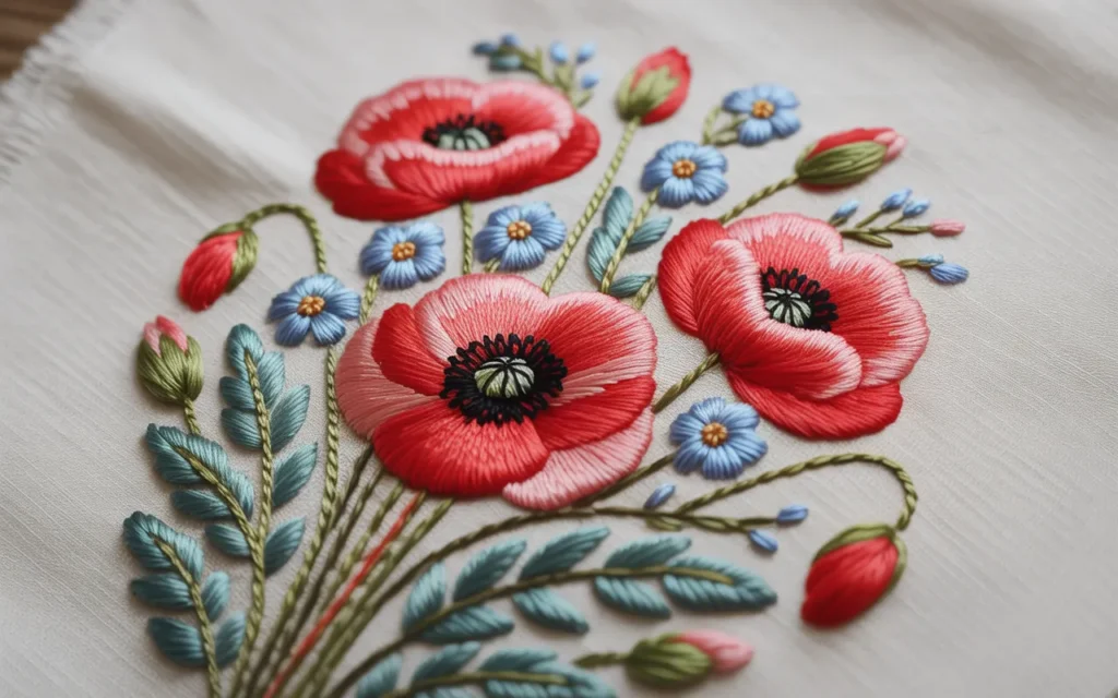 Poppy Flower Embroidery