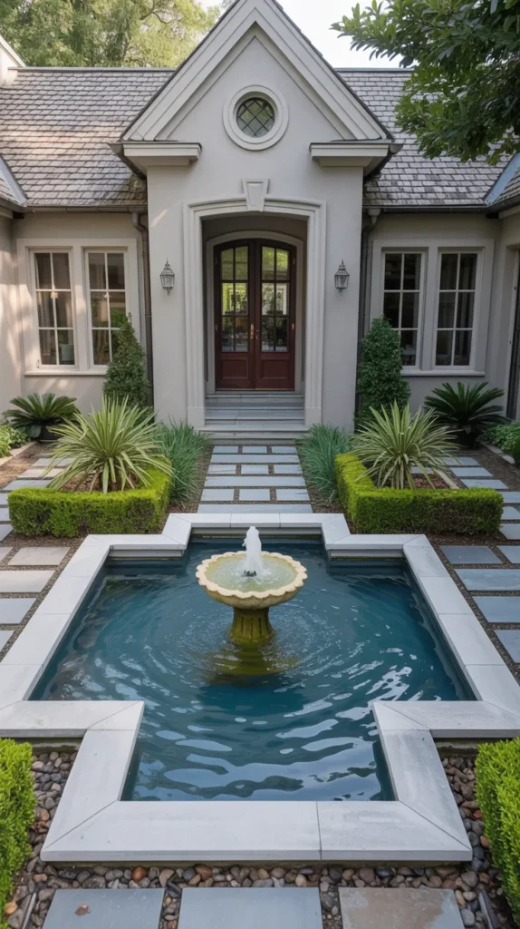 house with pond in backyard