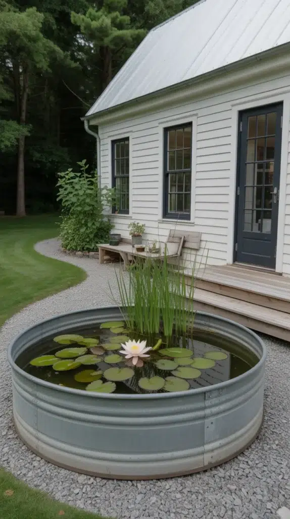 house with pond in backyard