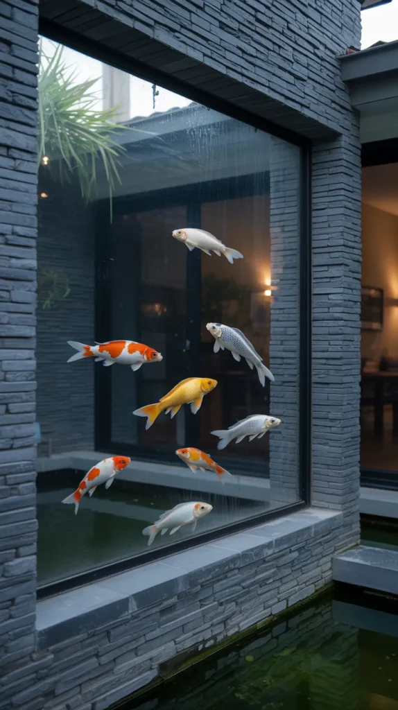 house with pond in backyard