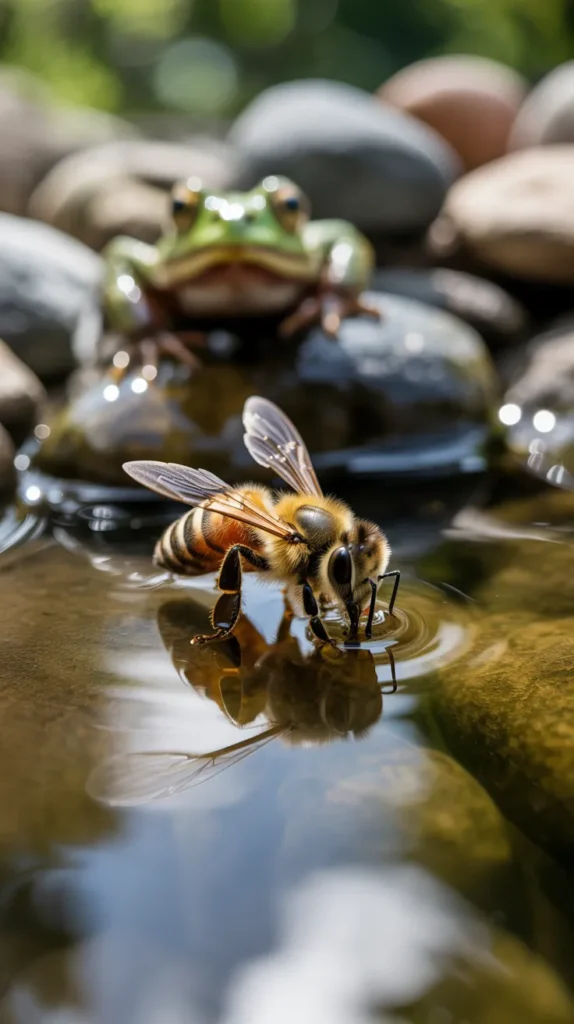 house with pond in backyard