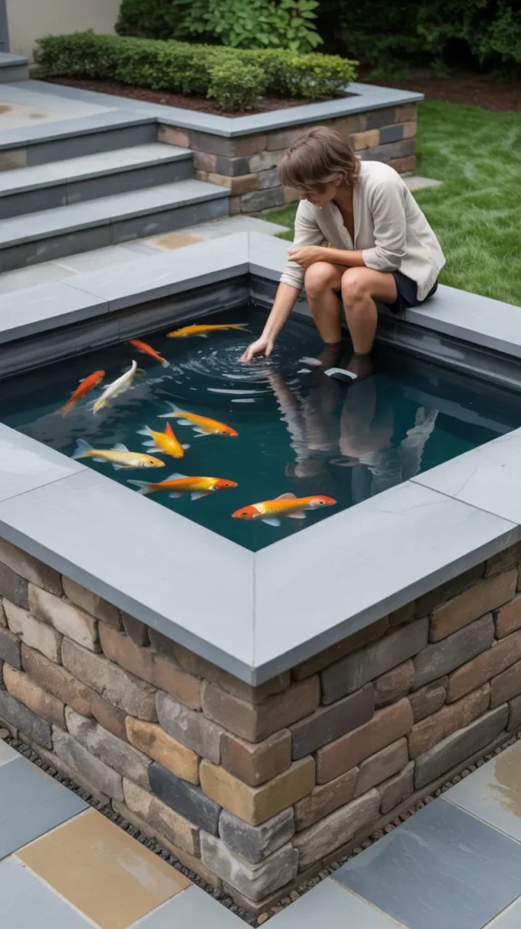 house with pond in backyard