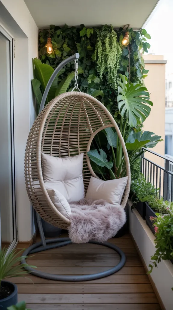 Cozy Balcony With Flowers And Cushions